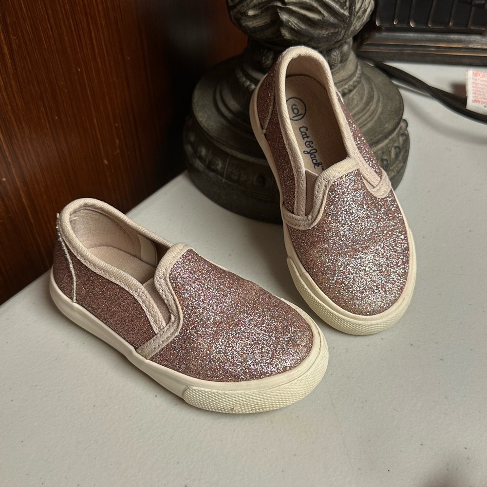 Cat & Jack Pink Glitter Slip-On Sneakers